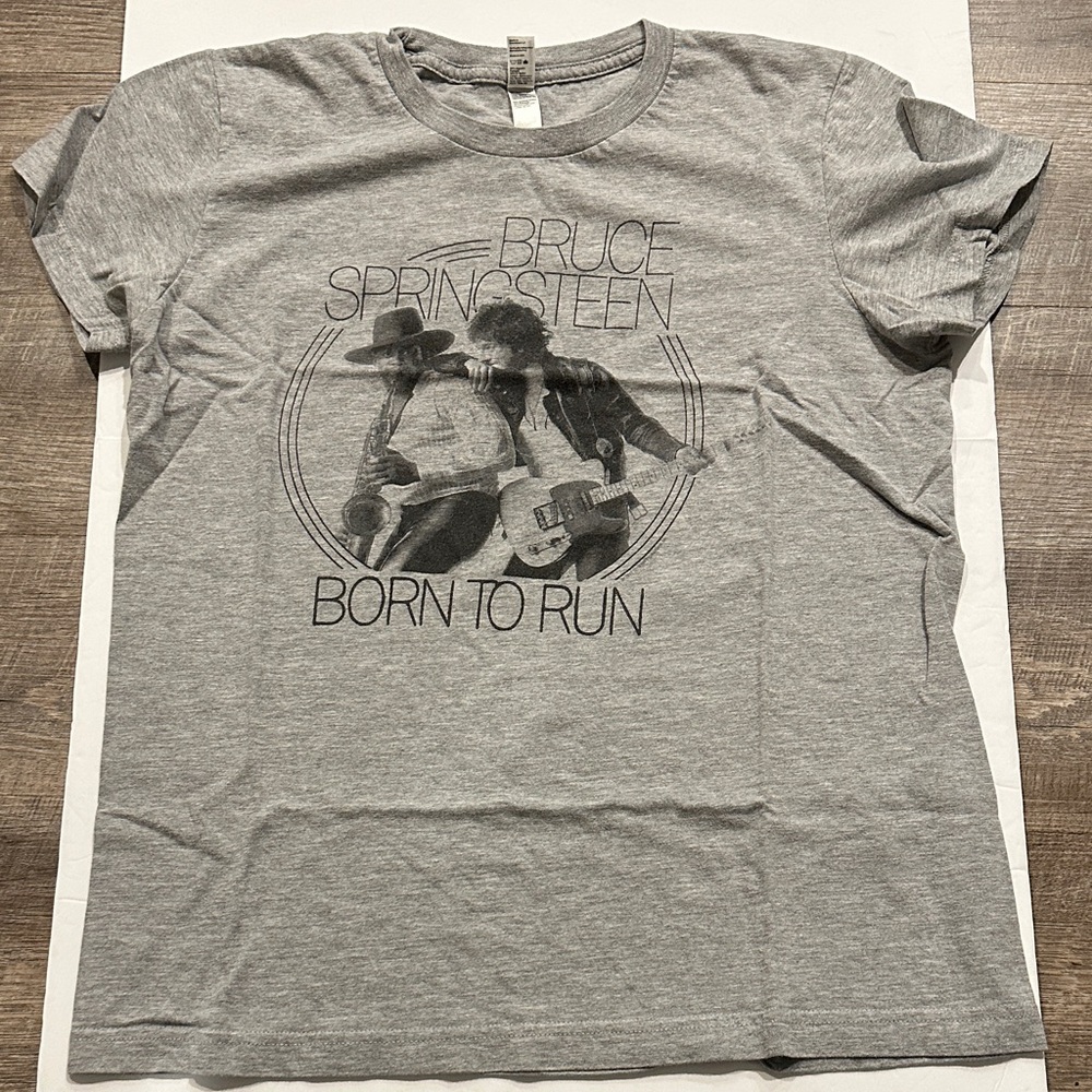 American Apparel Gray Graphic T-Shirt Bruce Springsteen Born to Run Size XL - Picture 2 of 8